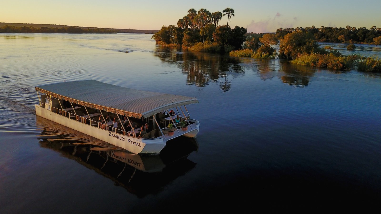 Boat cruising on a calm river