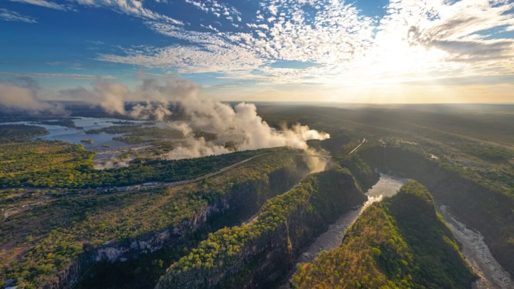 Victoria falls adventures Golden African wilderness at sunset 